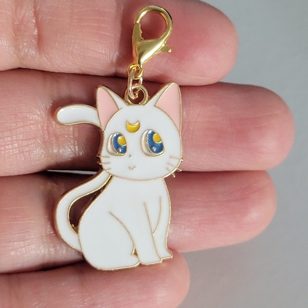 Artemis cat sailor moon planner charm clip on gold